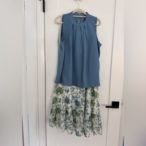 Vince Camuto Floral Green and Blue Women's Skirt